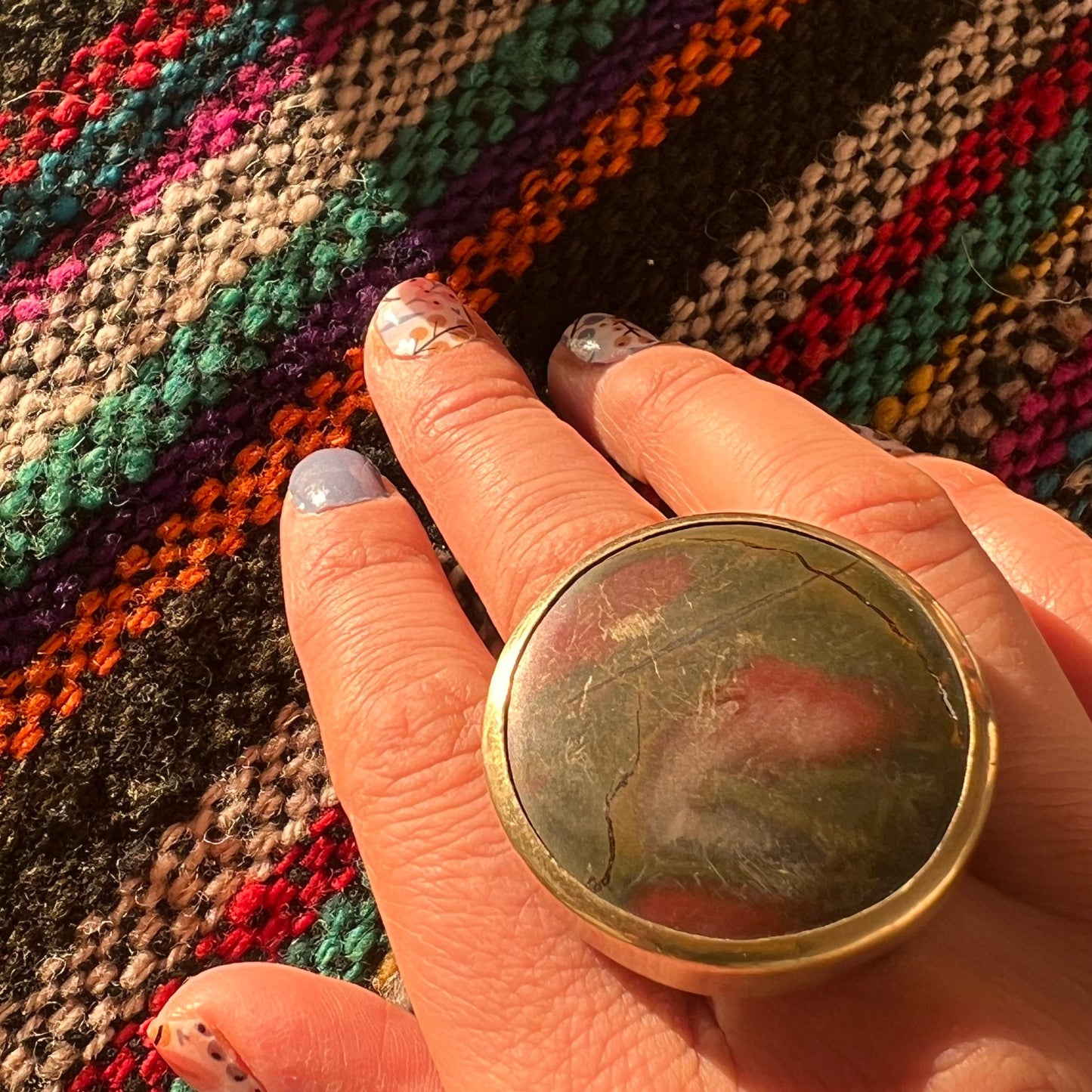 Anillo Jaspe Picasso y Bronce