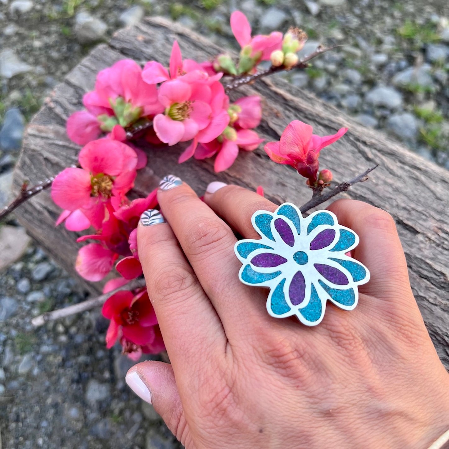 Anillo Mandala Renacer de Piedra y Bronce