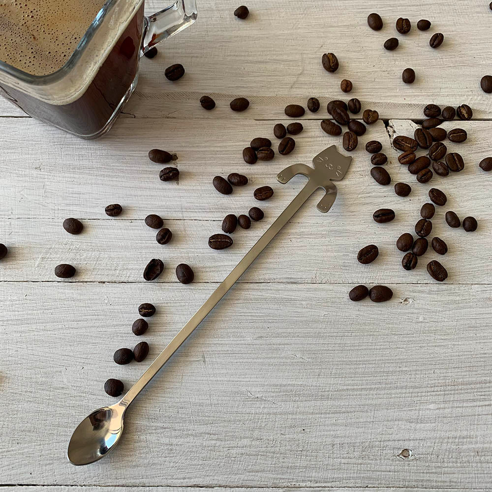 Cucharita de café gato larga