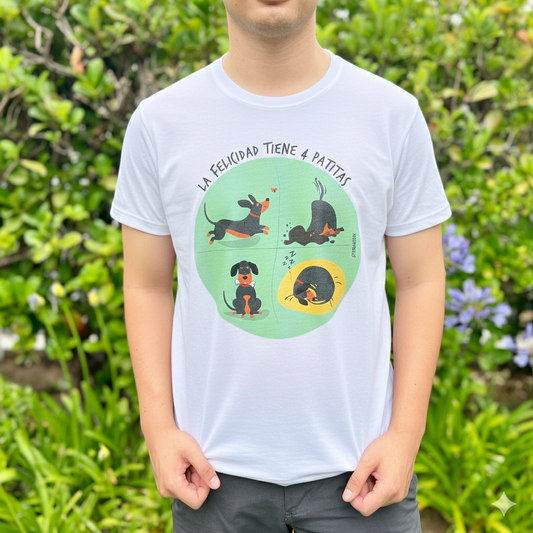 Polera "La felicidad tiene 4 patitas" 🎾🐕