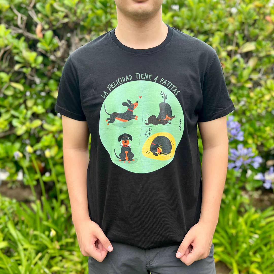 Polera "La felicidad tiene 4 patitas" 🎾🐕