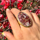 Anillo Jaspe Leopardita y Bronce